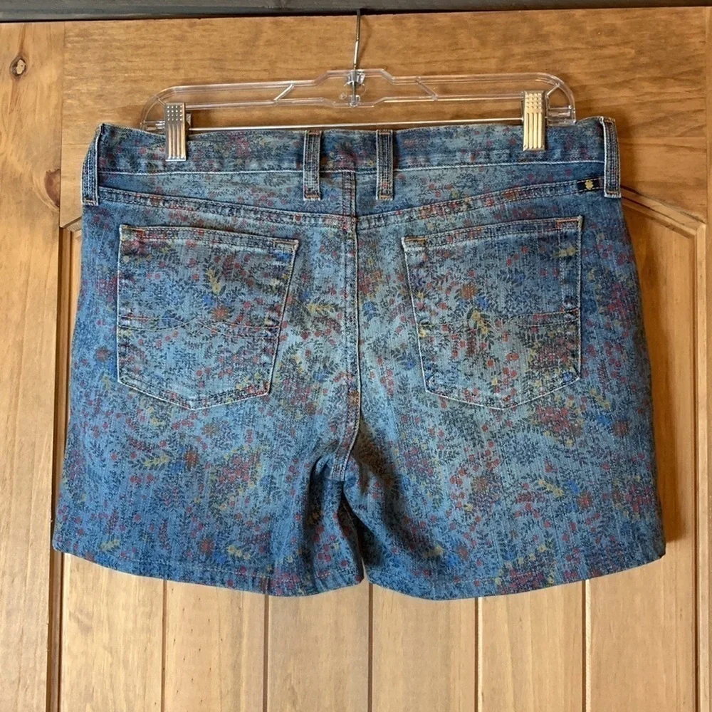 Lucky Brand Abbey Double Roll wildflower paisley print denim jean shorts Size 6